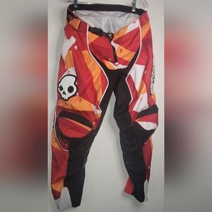 Answer Racing A11 Motocross Pants Red and Orange Skull Design Size 36 Adjustable